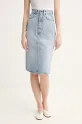 Fiorucci spódnica jeansowa Faded Heart Pocket Denim Midi Skirt bawełna niebieski W02SPDSK295DN01DN01