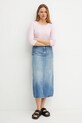 Хлопковая джинсовая юбка Weekend Max Mara 2515101061600 голубой SS25