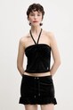 Zamatová sukňa Juicy Couture RUFFLE čierna JCWGS125328