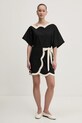 Never Fully Dressed fustă din amestec de in NFDSK641 negru SS25