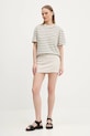 Lněná sukně Abercrombie & Fitch KI143.5048.182 béžová SS25
