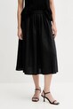 Sisley fustă din in uni negru 4AGHL002T