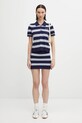 Sporty & Rich spódnica z jedwabiem Serif Logo Silk Pique Aline SK016621300BL121 granatowy