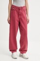 American Vintage jeansy Planet friendly czerwony UZA11AE25
