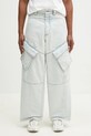 Marcelo Burlon blugi din bumbac Bleach Denim Wide Cargo Light Blue No Co albastru CMYB003S25DEN0014000
