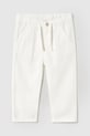Mayoral pantaloni cu amestec de in pentru copii relaxed fit panza alb 1580.3E.Baby.PPYA