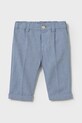 Mayoral Newborn spodnie z domieszką lnu niemowlęce tkanina niebieski 1562.1K.Newborn.PPYH