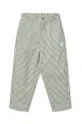 Dječje pamučne hlače Liewood Beal Stripe Pants Planet friendly zelena LW19927