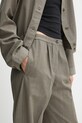 Samsoe Samsoe pantaloni din lână SATOVE gri F24400134
