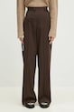 Nohavice s prímesou vlny MM6 Maison Margiela s prímesou vlny hnedá S52KA0516