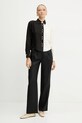 Luisa Spagnoli spodnie lniane 542054 czarny SS25