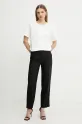 Luisa Spagnoli spodnie lniane 542090 czarny SS25