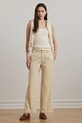 Lauren Ralph Lauren spodnie bawełniane bawełna beżowy 200965654