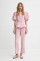 Stine Goya pantaloni de bumbac SG.SS25.P079.2344 roz SS25