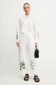 Weekend Max Mara pantaloni din amestec de in 2515131112600 alb SS25