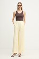 United Colors of Benetton spodnie damskie lniane 4AGHDF08K żółty SS26
