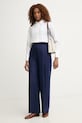United Colors of Benetton spodnie damskie lniane 4AGHDF08K granatowy SS26