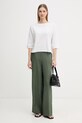 United Colors of Benetton spodnie damskie lniane 4AGHDF08K zielony SS26