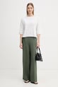United Colors of Benetton spodnie damskie lniane 4AGHDF08K zielony SS26