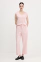 Льняные брюки United Colors of Benetton 4AGHDF08J розовый SS25