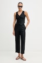 United Colors of Benetton Παντελόνι γυναικείο λινό 4AGHDF08J μαύρο SS26