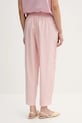 Odzież United Colors of Benetton spodnie lniane 4AGHDF08L różowy