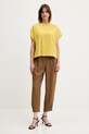 United Colors of Benetton spodnie lniane 4AGHDF08L zielony SS25