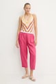 Ľanové nohavice United Colors of Benetton 4AGHDF08L ružová SS25