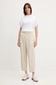 Льняні штани United Colors of Benetton 4AGHDF08L бежевий SS25