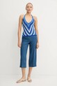 United Colors of Benetton spodnie lniane 4AGHDF08M niebieski SS25