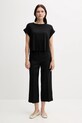 Льняні штани United Colors of Benetton 4AGHDF08M чорний SS25