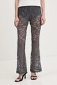 Παντελόνι Never Fully Dressed Charcoal Lace ψηλή γκρί NFDTR453