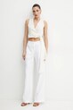 Льняные брюки BOSS 50540608 белый SS25