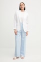 Nohavice s prímesou ľanu Tommy Hilfiger WW0WW45460 modrá SS25