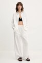 Штани з домішкою льону Tommy Jeans DW0DW20352 бежевий SS25