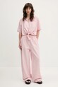 Штани з домішкою льону Tommy Jeans DW0DW20352 рожевий SS25