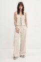 Lněné kalhoty Hollister Co. KI356.5026.110 béžová SS25