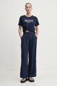 Ľanové nohavice Hollister Co. KI356.5049.200 tmavomodrá SS25