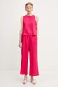 Льняные брюки United Colors of Benetton 4AGHDF09G розовый SS25