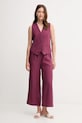 Λινό παντελόνι United Colors of Benetton 4AGHDF09G μωβ SS25