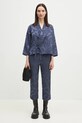 Kenzo spodnie z domieszką lnu FF52PA0939JG.67 niebieski
