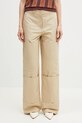 Kenzo spodnie bawełniane bawełna beżowy FF52PA1009DL.11