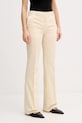 Kenzo spodnie z domieszką lnu tkanina beżowy FF52PA1019GA.04
