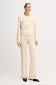 Kenzo spodnie z domieszką lnu FF52PA1019GA.04 beżowy SS25