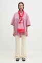 Kenzo spodnie z domieszką lnu beżowy FF52PA1019GA.04