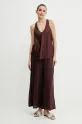 Forte Forte spodnie z domieszką jedwabiu 13897.my.pants bordowy SS25
