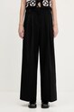 Nohavice GANNI Heavy Cotton Tailoring Mid Waist jednoduchý čierna W0246