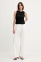 Sisley pantaloni din amestec de in 4W7HLF06X alb SS25