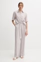 Λινό παντελόνι Sisley 4AGHLF06U γκρί SS25