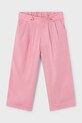 Mayoral pantaloni cu amestec de in pentru copii panza roz 3551.6A.Mini.PPYA